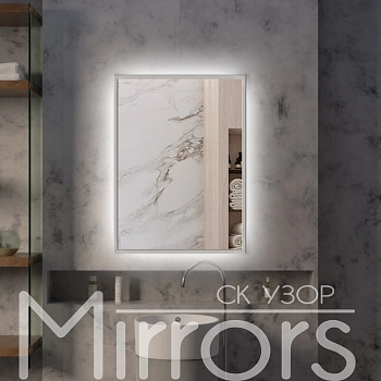 Зеркало в раме металлической с подсветкой Light frame twenty grey